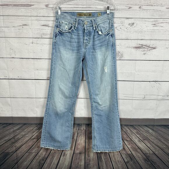 Buckle BKE Jeans Mens 29x30 Tyler Blue Distressed Straight Button Fly Light Wash - Picture 1 of 16